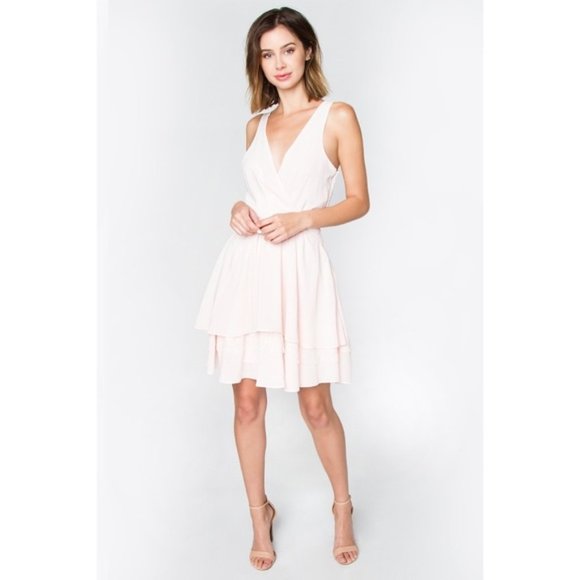 -New Anthropologie Blush Ruffle Fit & Flare Dress- - Picture 4 of 5